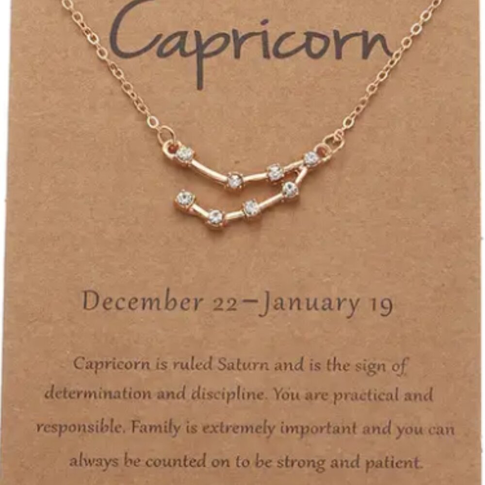 Capricorn Zodiac Pendant Necklace Gold Plated Stainless Steel - Gold